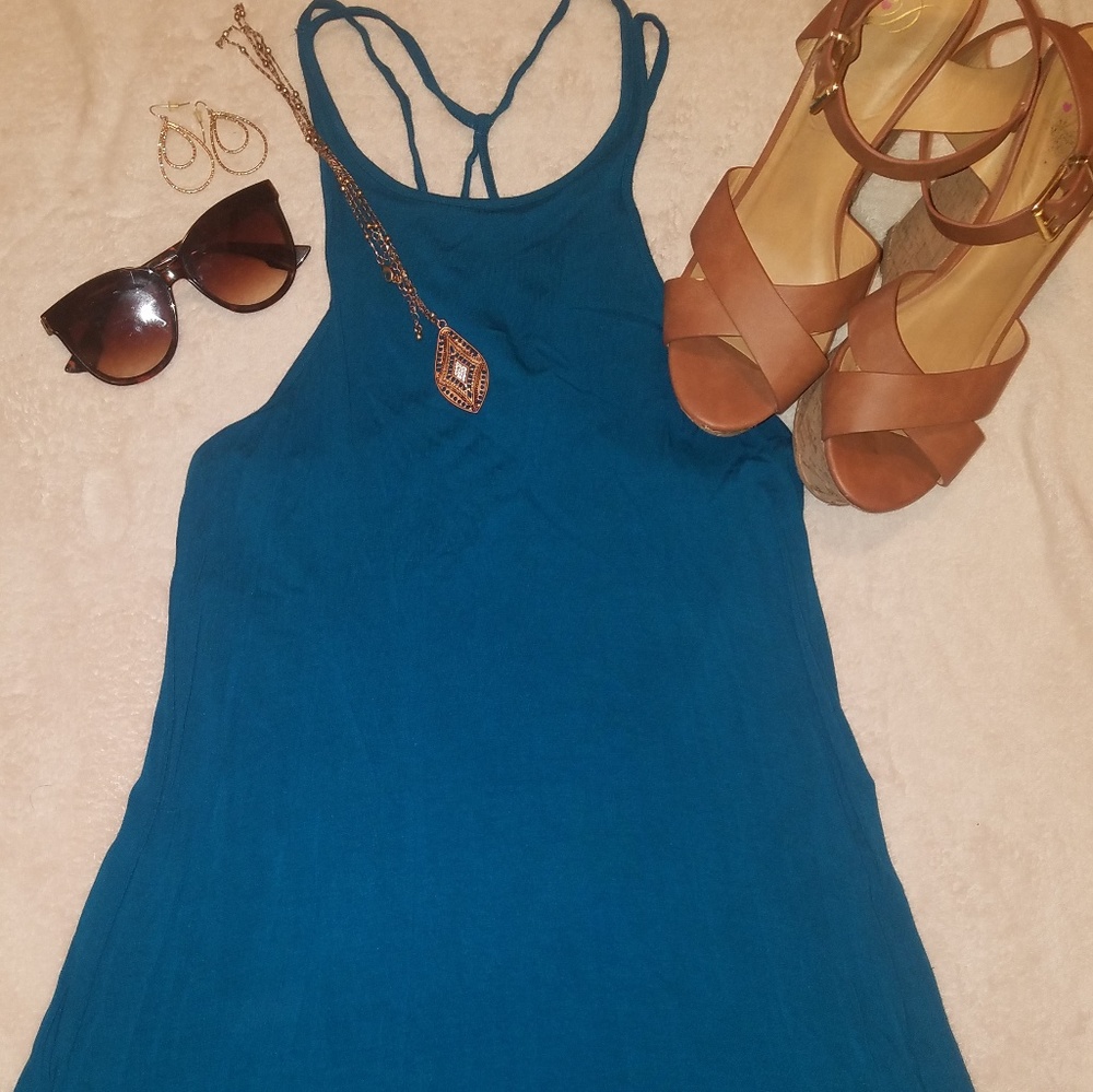 Light weight, racerback, turquoise dress